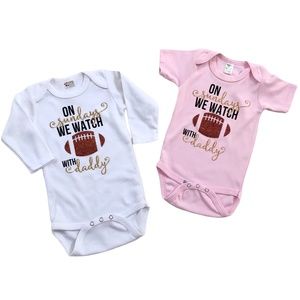 2 Girls "On Sunday We Watch Football with Daddy" Onesie's 3-6-12 M